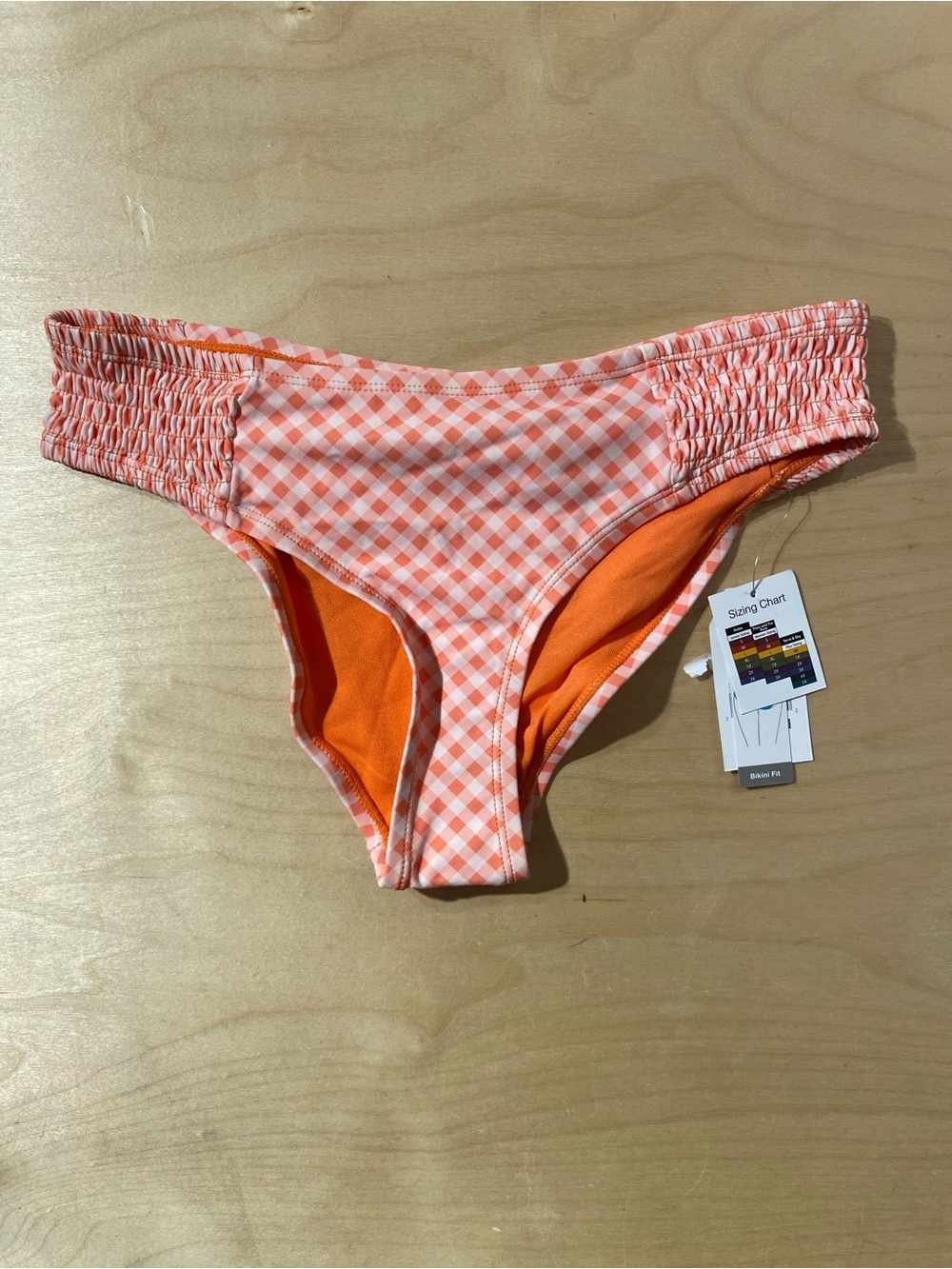 Time and Tru Orange Gingham Bikini Bottom Small (4-6) (RG)